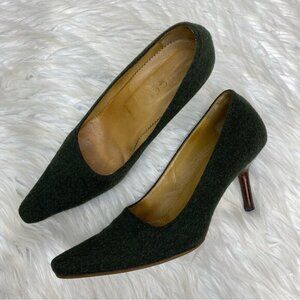 Gucci Women's Forest Green Quiet Luxury Wool Fabric Designer‎ Pumps EU 37/US 7
